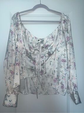 Floral Tie-Front Peasant Blouse